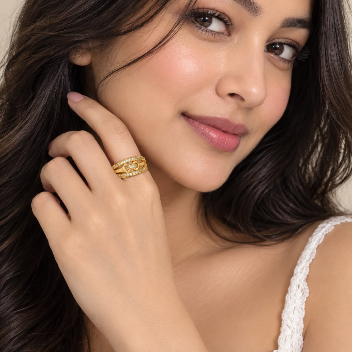 Infinity Loop Dual-Band Gold Ring 