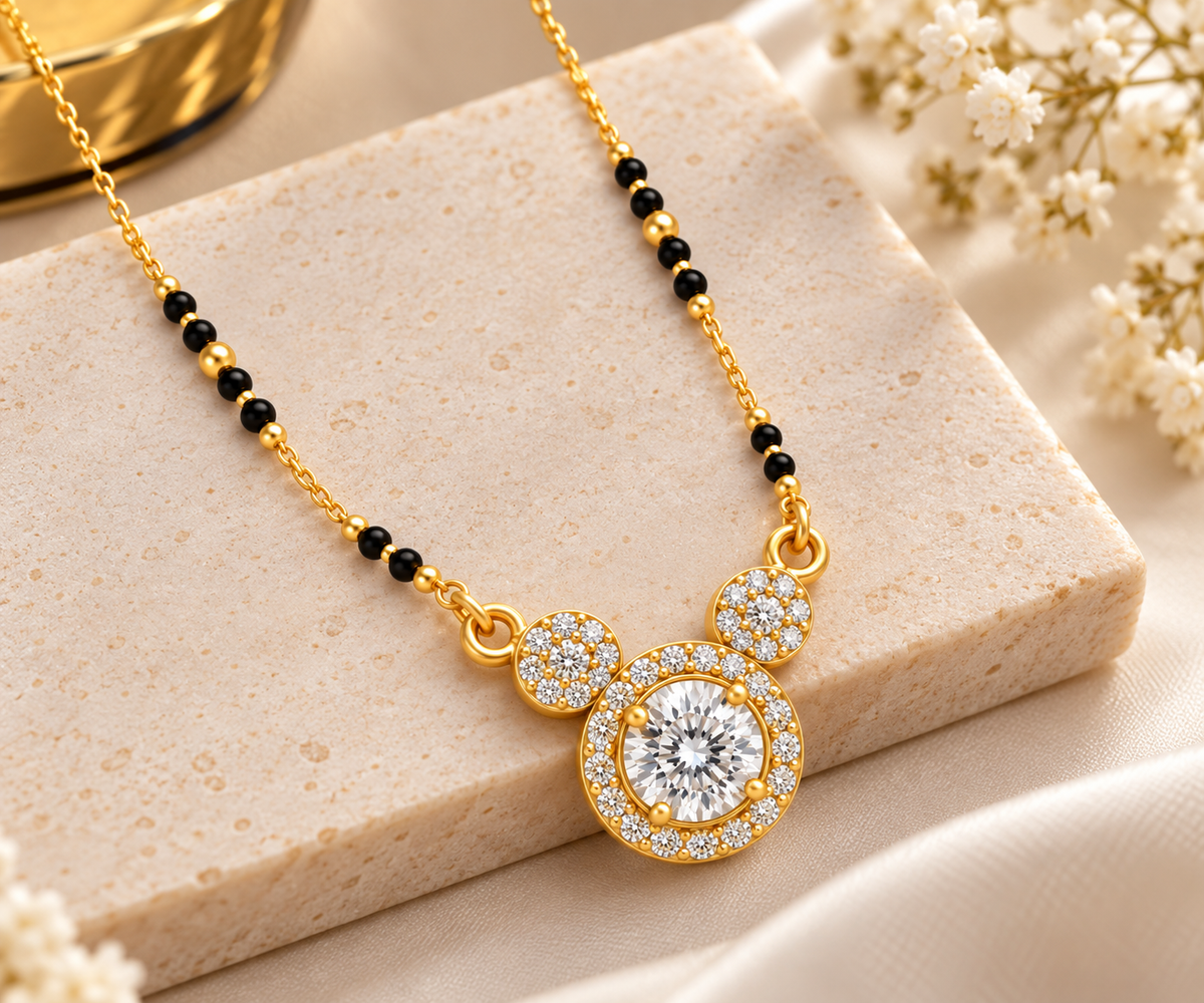Diamond Halo Gold Mangalsutra