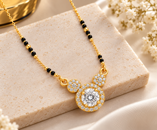 Diamond Halo Gold Mangalsutra