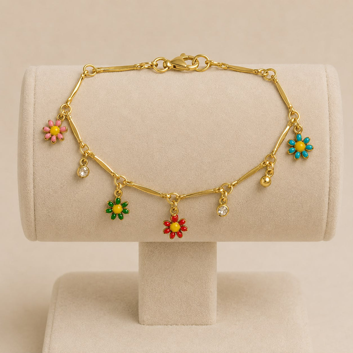 Dainty Floral Charm Bracelet