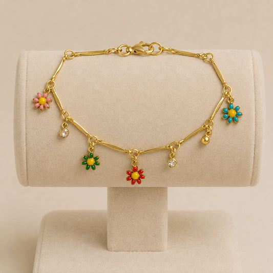 Dainty Floral Charm Bracelet