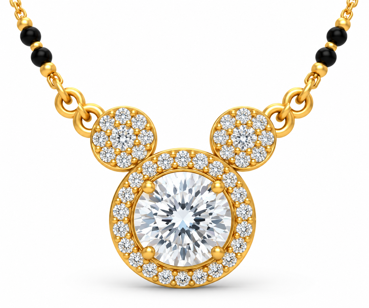 Diamond Halo Gold Mangalsutra
