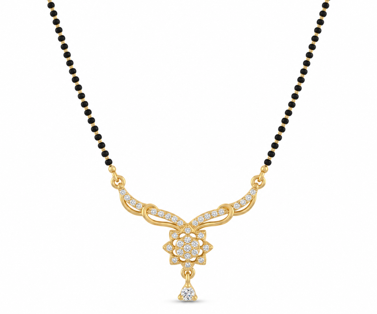 Ornate Pave-Set Diamond Gold Mangalsutra – Design 1
