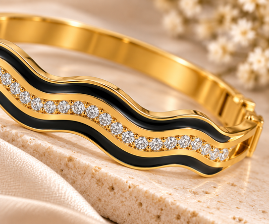 Pavé Wavy Enamel Anti-Tarnish Kada