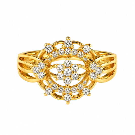 Royal Mandala Floral Medallion Gold Ring 