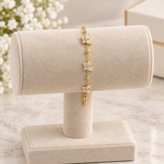 Crystal Butterfly Station Bead Bracelet