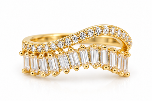 Contour Baguette Wave Ring
