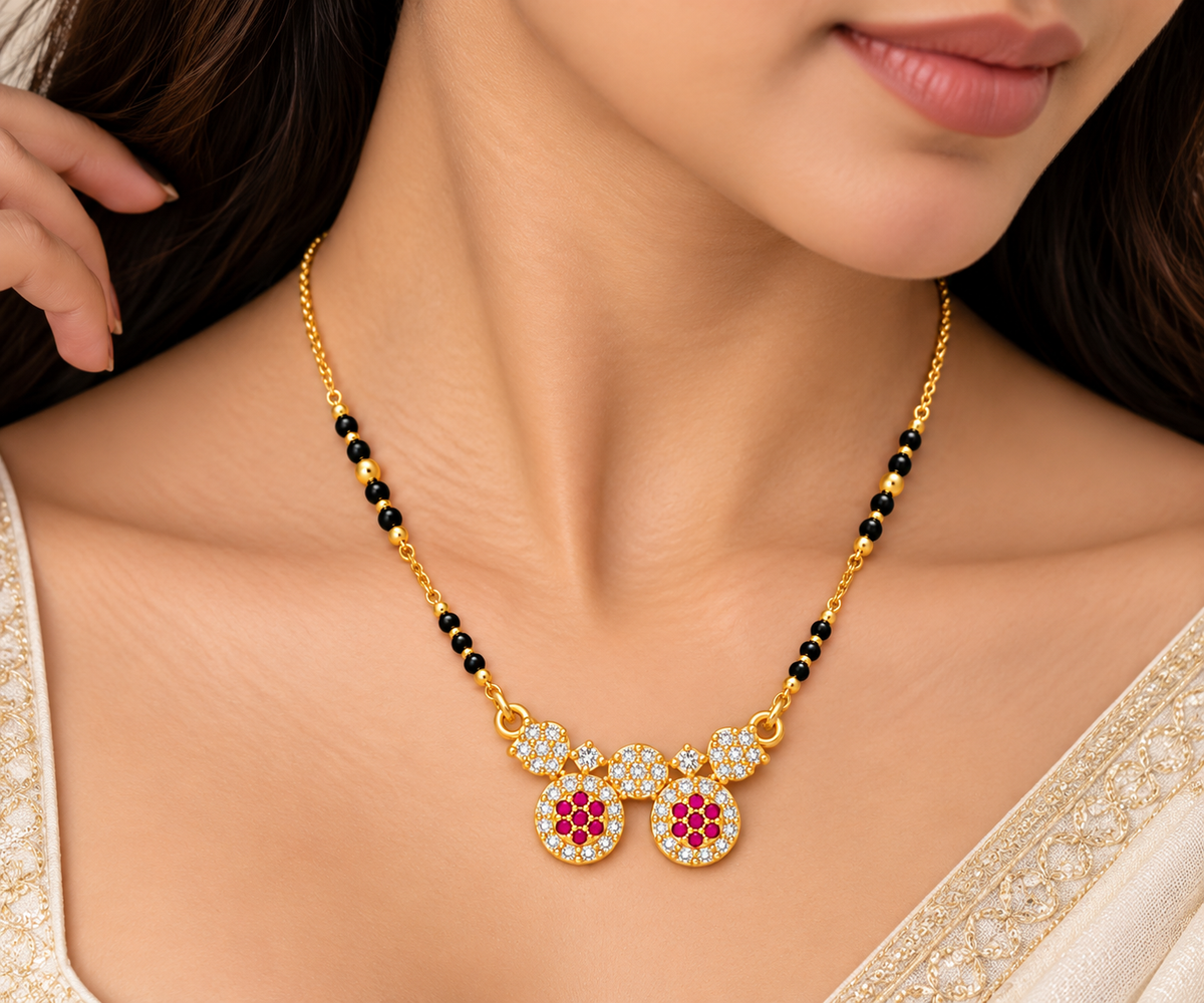 Ruby & CZ Gold Mangalsutra