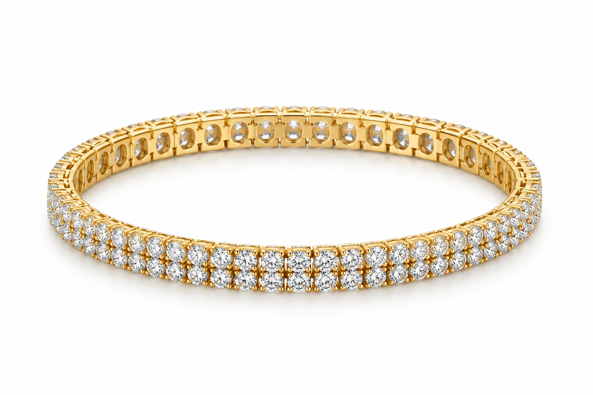Double-Row Gold Tennis Bracelet