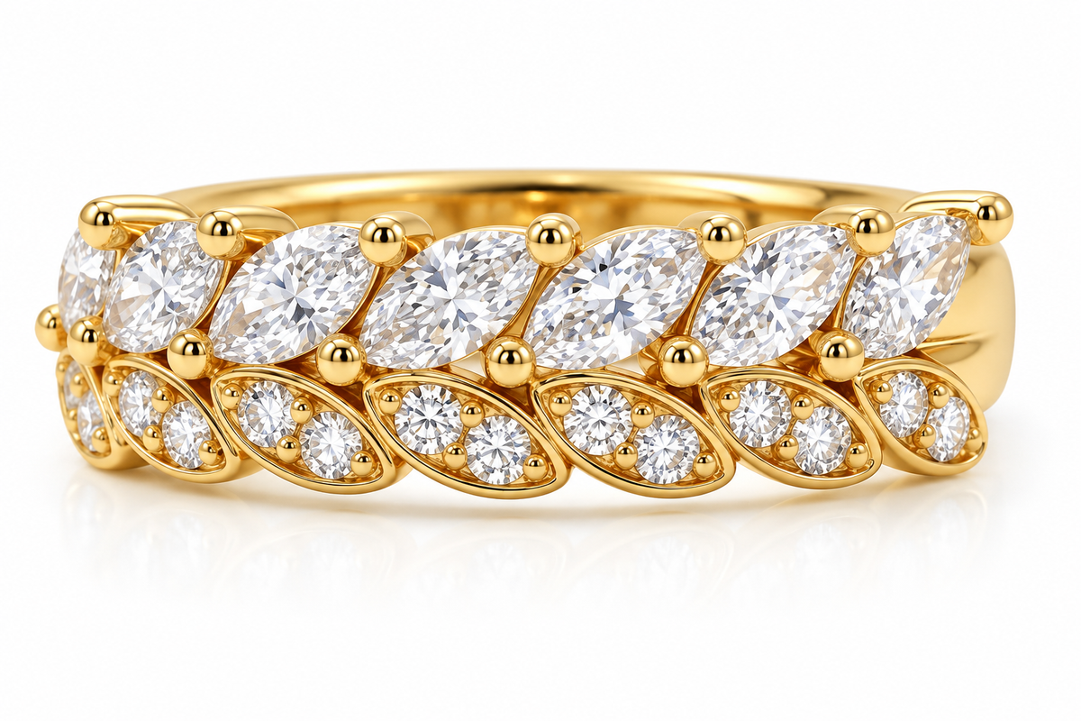 Double-Row Marquise Cluster Ring