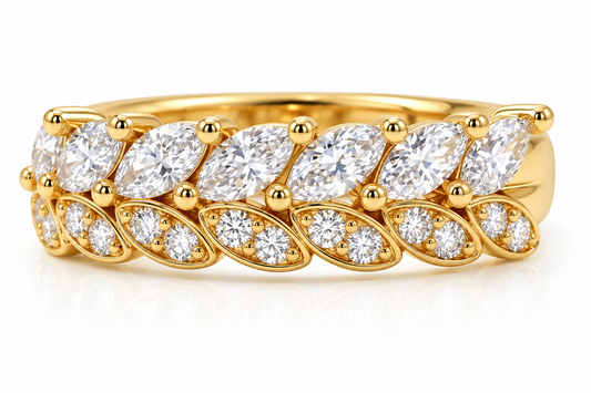 Double-Row Marquise Cluster Ring
