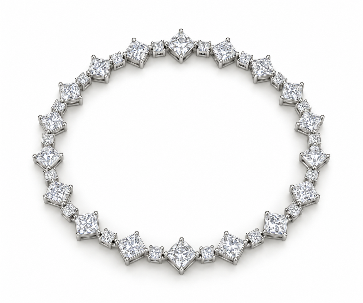 Princess-Cut Diagonal Tennis Bracelet