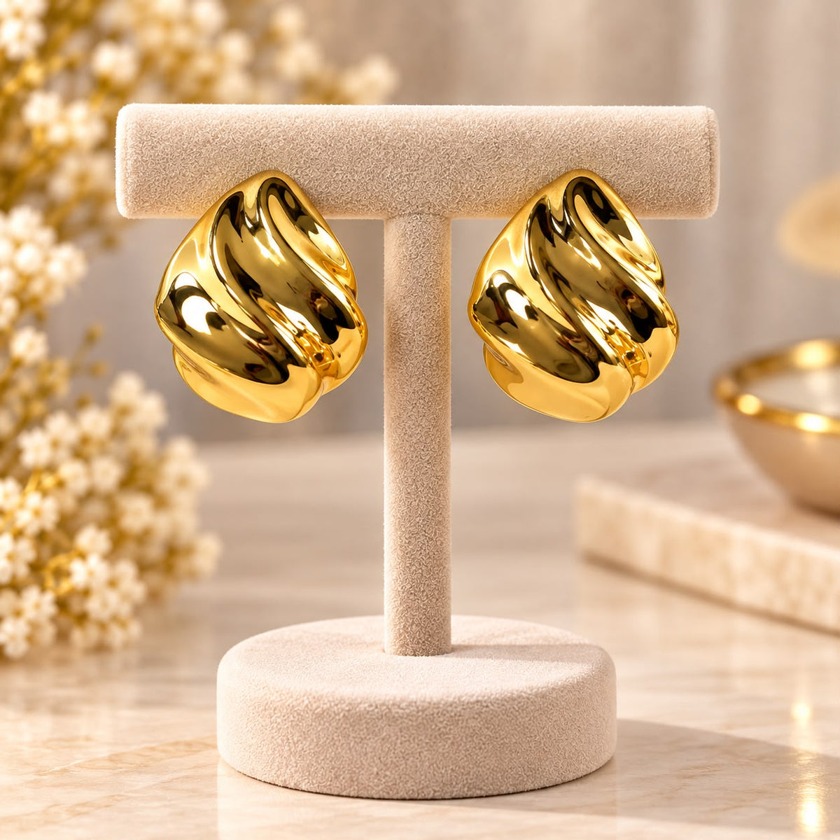 Sculpted Gold Statement Earrings