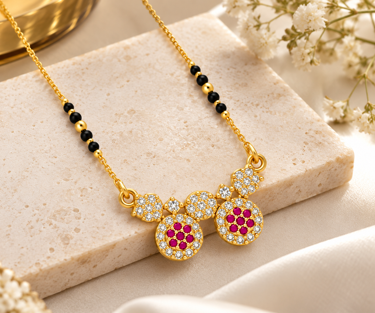 Ruby & CZ Gold Mangalsutra