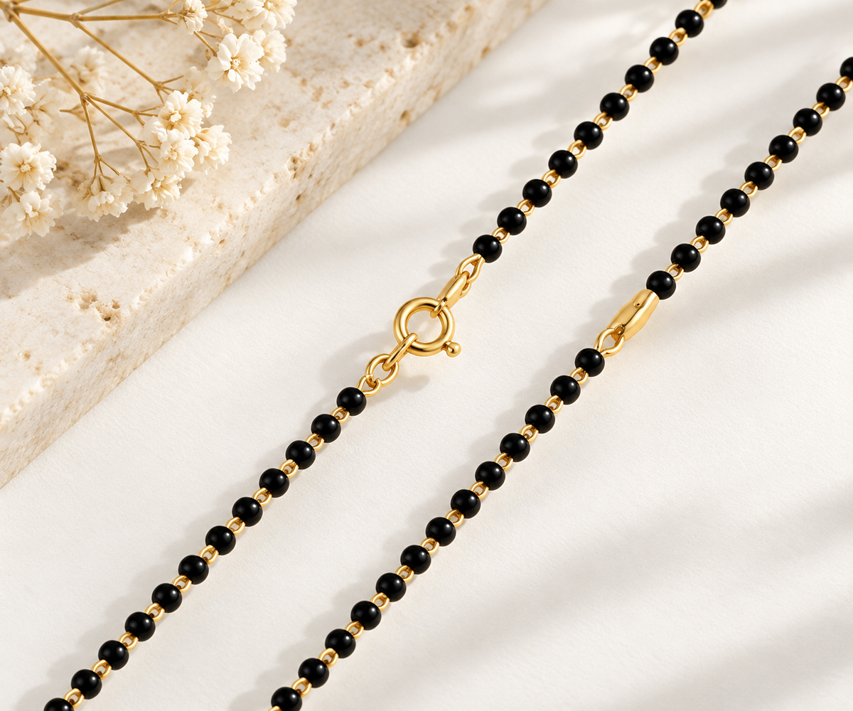 Emerald-Cut CZ Halo Gold Mangalsutra
