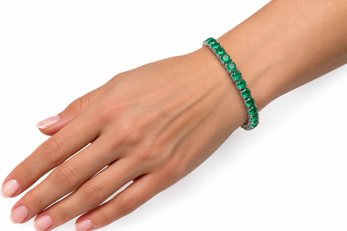Emerald Solitaire Tennis Bracelet