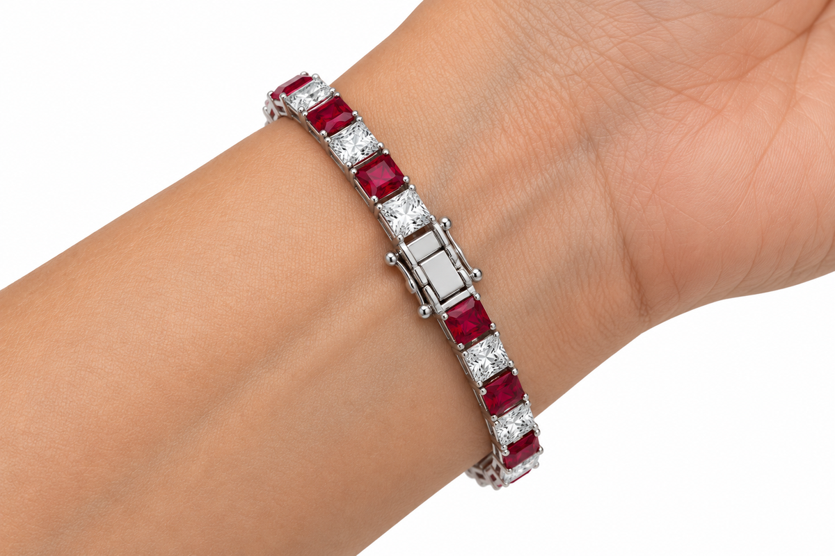 Ruby & Diamond Alternating Tennis Bracelet