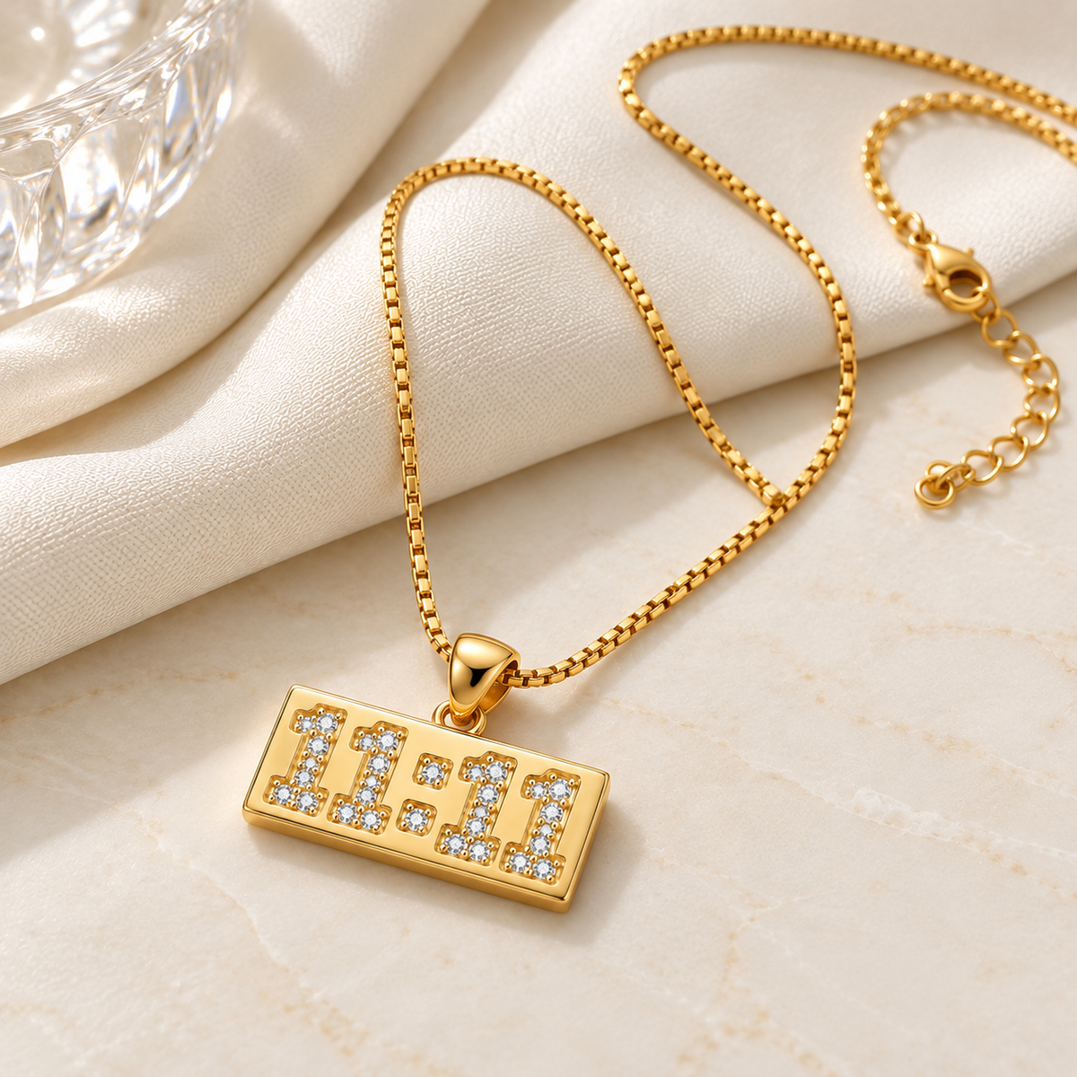 11:11 Pavé Diamond Bar Necklace