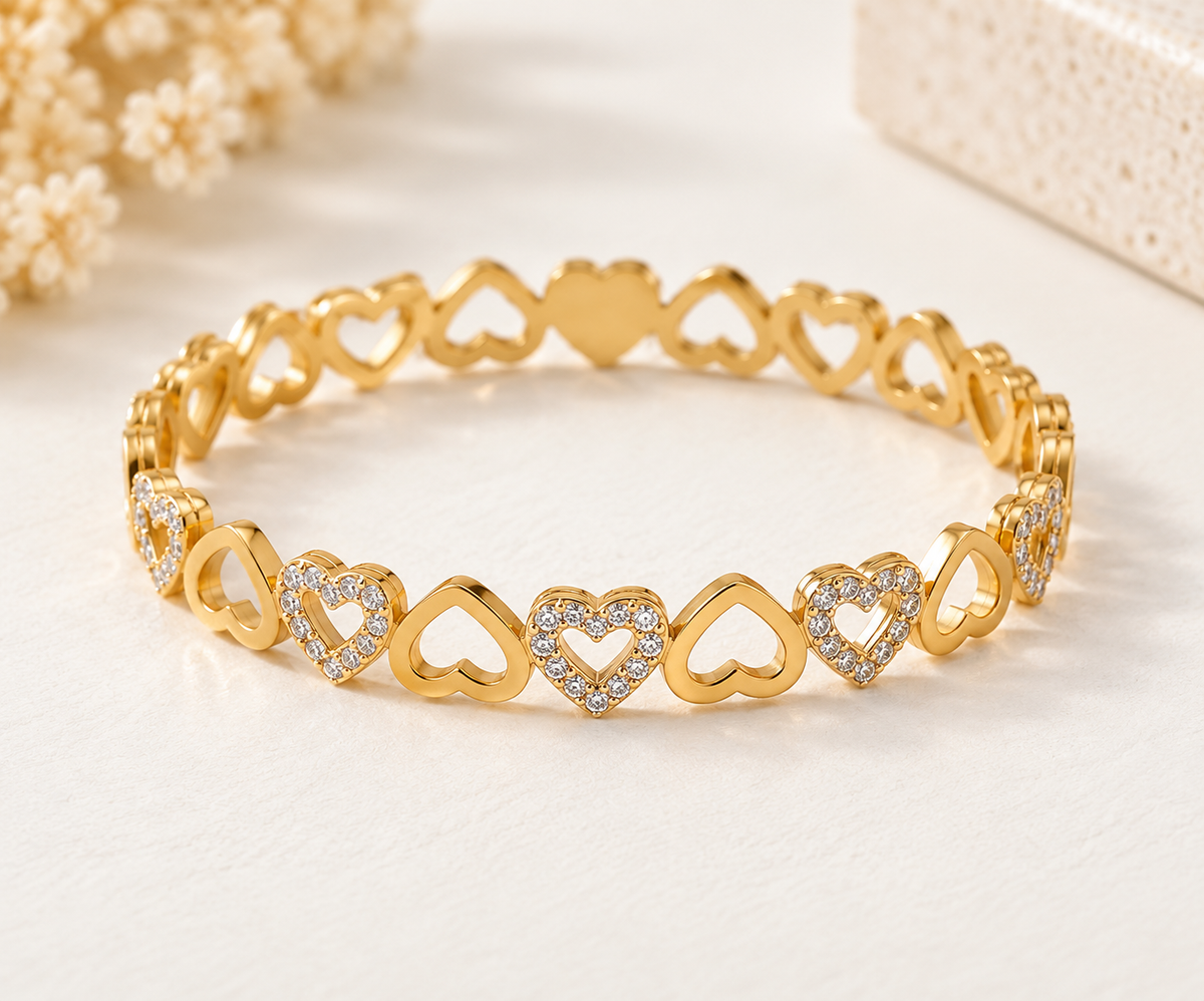 Pavé Heart Chain Cuff