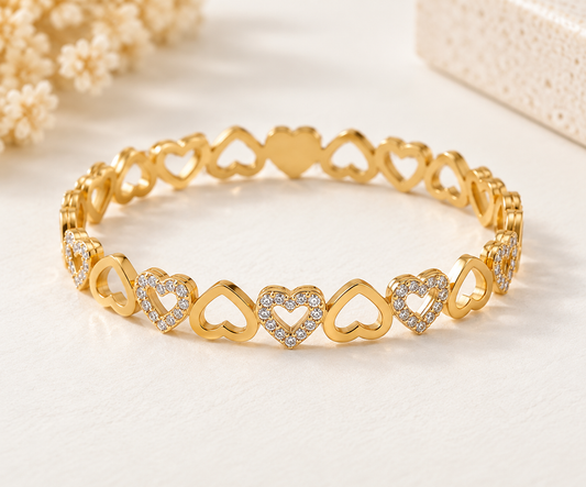 Pavé Heart Chain Cuff