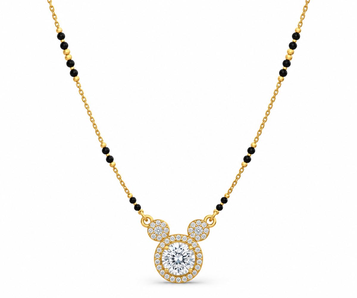 Diamond Halo Gold Mangalsutra