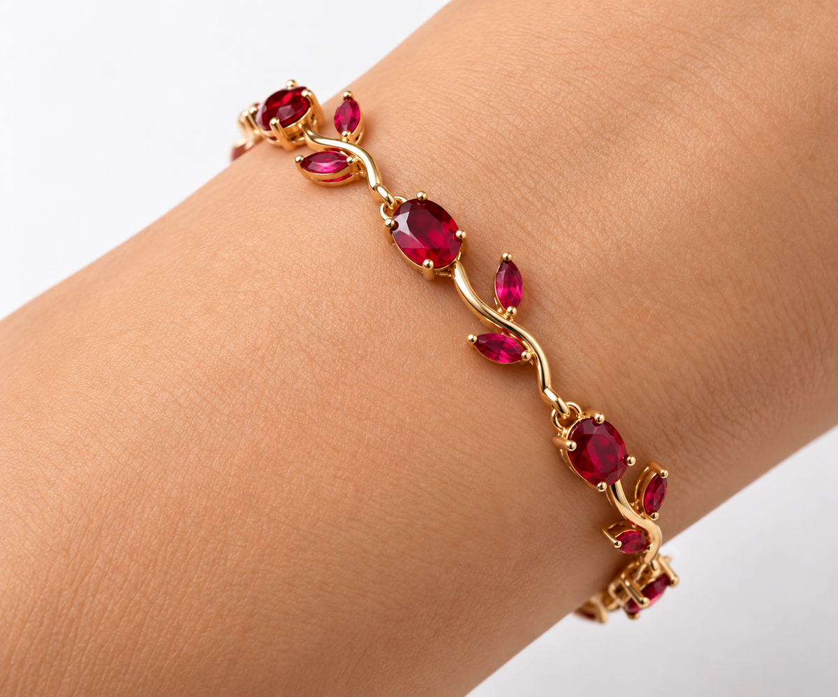 Crimson Blossom Vine Bracelet