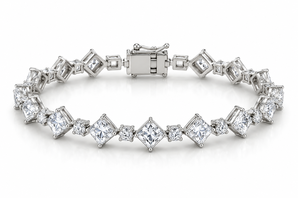 Princess-Cut Diagonal Tennis Bracelet