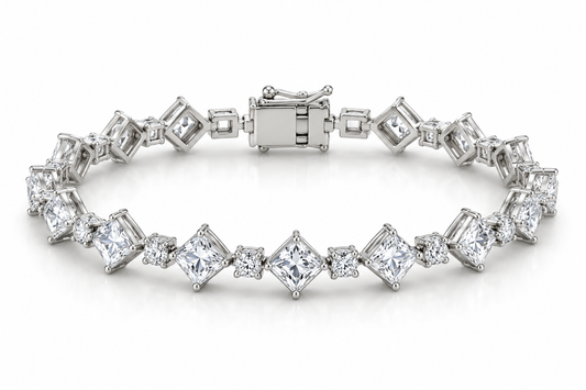 Princess-Cut Diagonal Tennis Bracelet