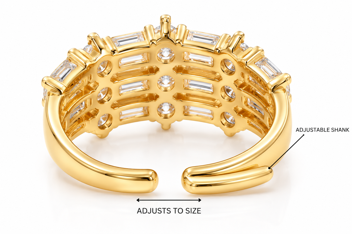 Triple-Tier Baguette Grid Ring