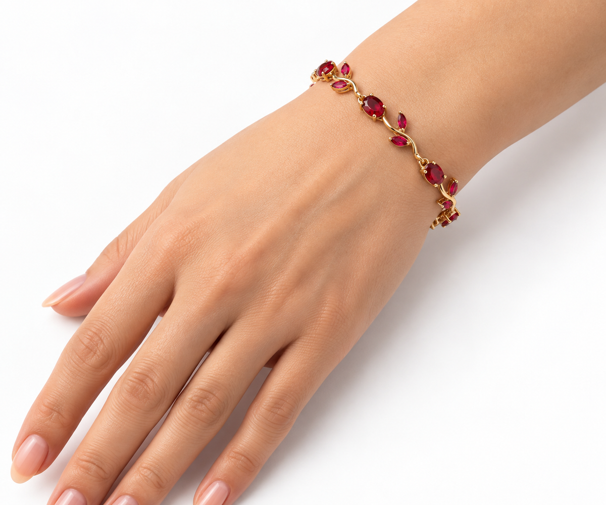 Crimson Blossom Vine Bracelet