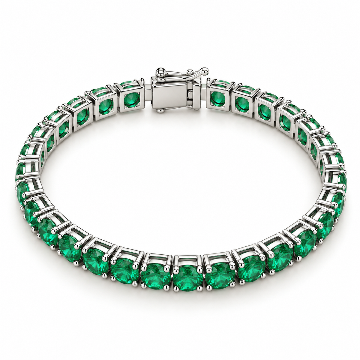 Emerald Solitaire Tennis Bracelet
