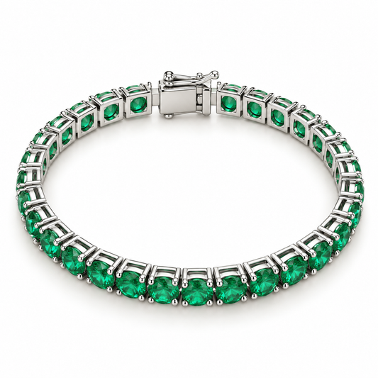 Emerald Solitaire Tennis Bracelet