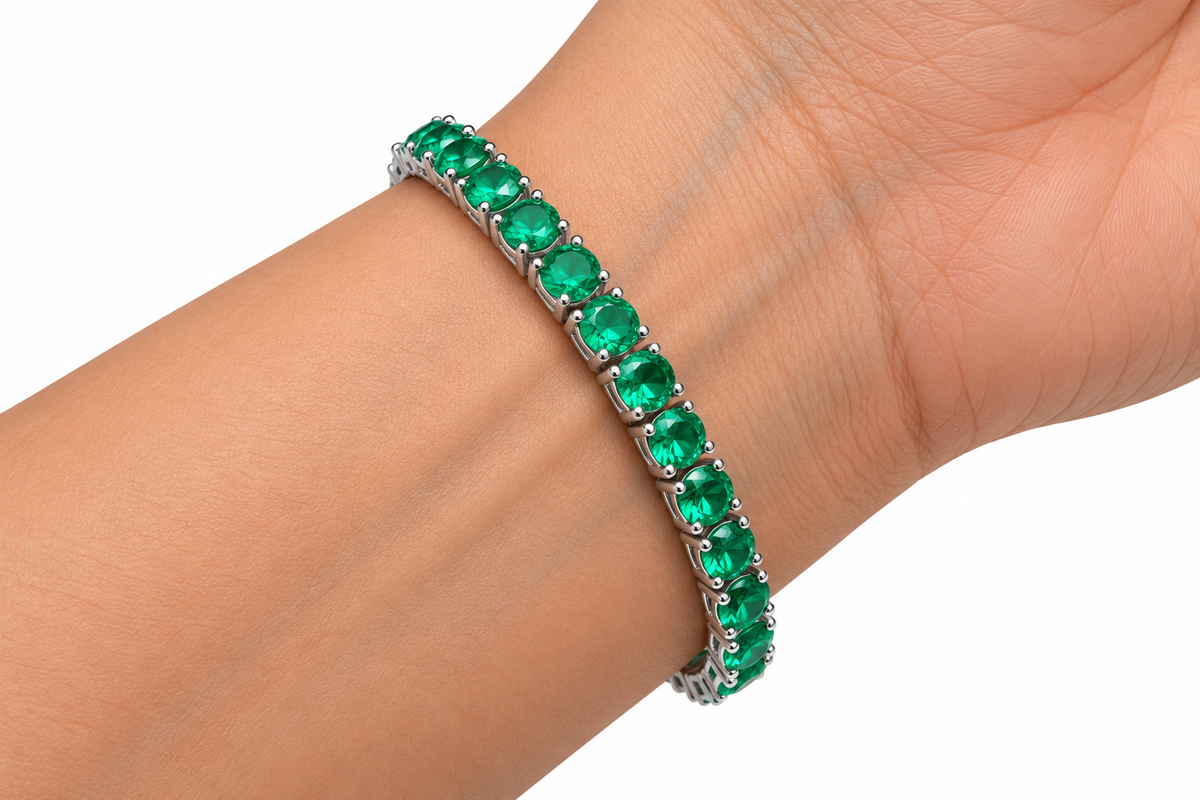 Emerald Solitaire Tennis Bracelet