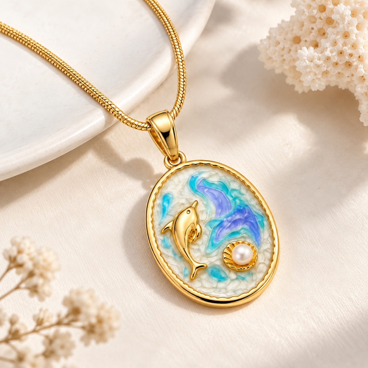 Gold Ocean Treasures Pendant Necklace