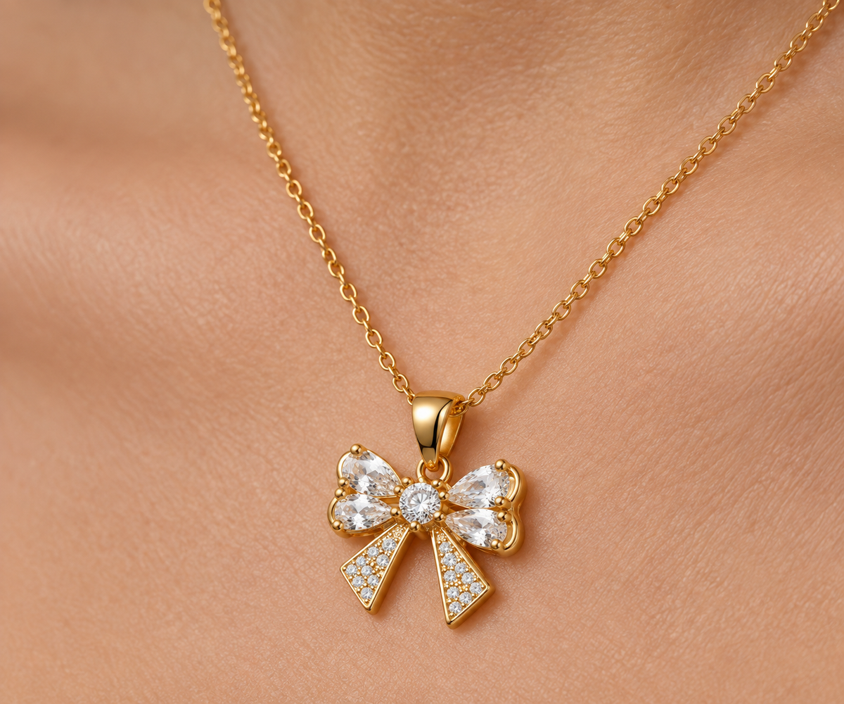 Marquise & Pavé Crystal Bow Pendant Set