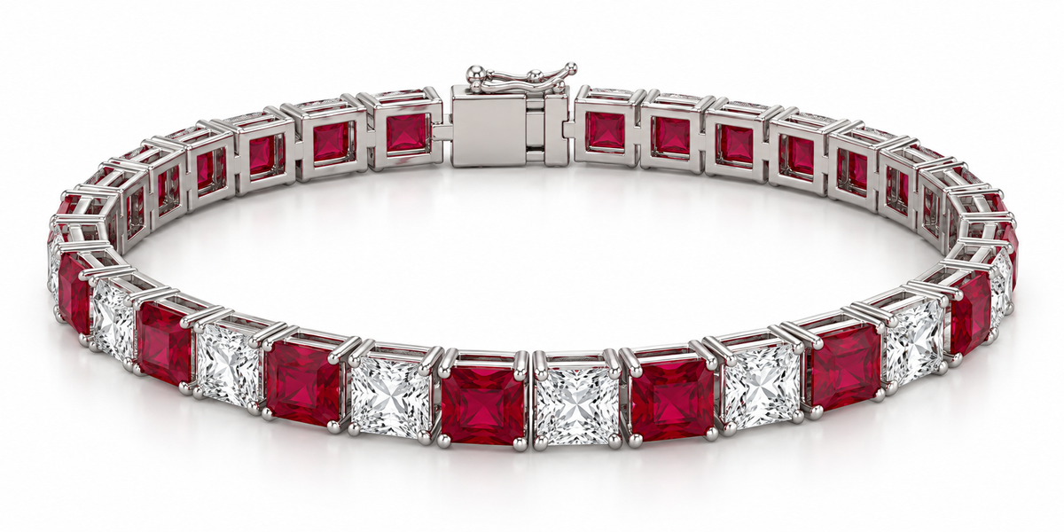 Ruby & Diamond Alternating Tennis Bracelet