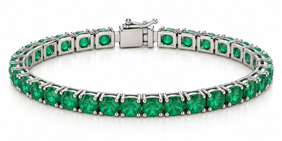 Emerald Solitaire Tennis Bracelet