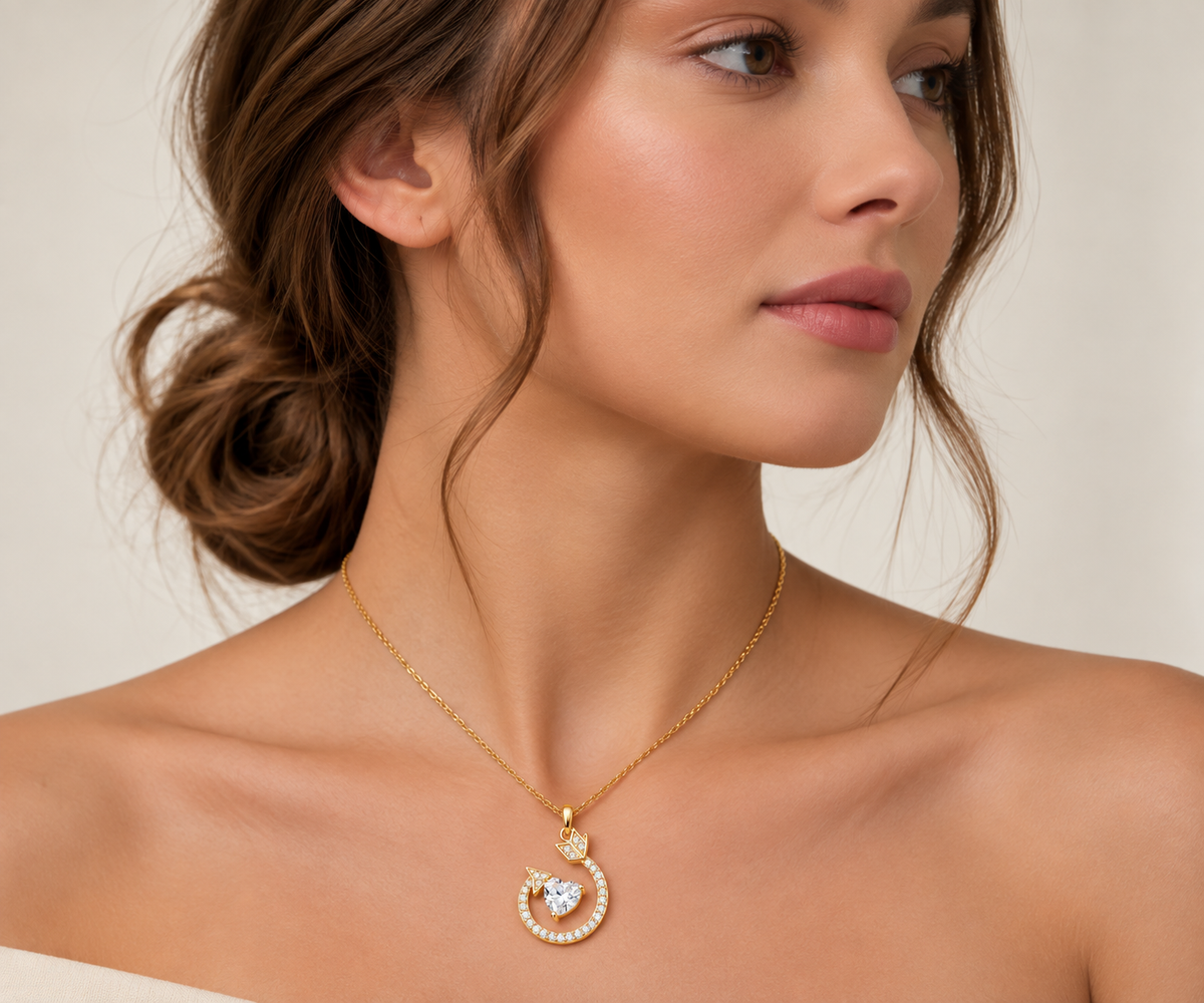 Cupid’s Arrow & Heart Crystal Dainty Necklace