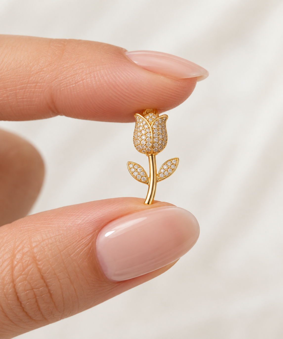 Pavé Tulip Bloom Dainty Necklace