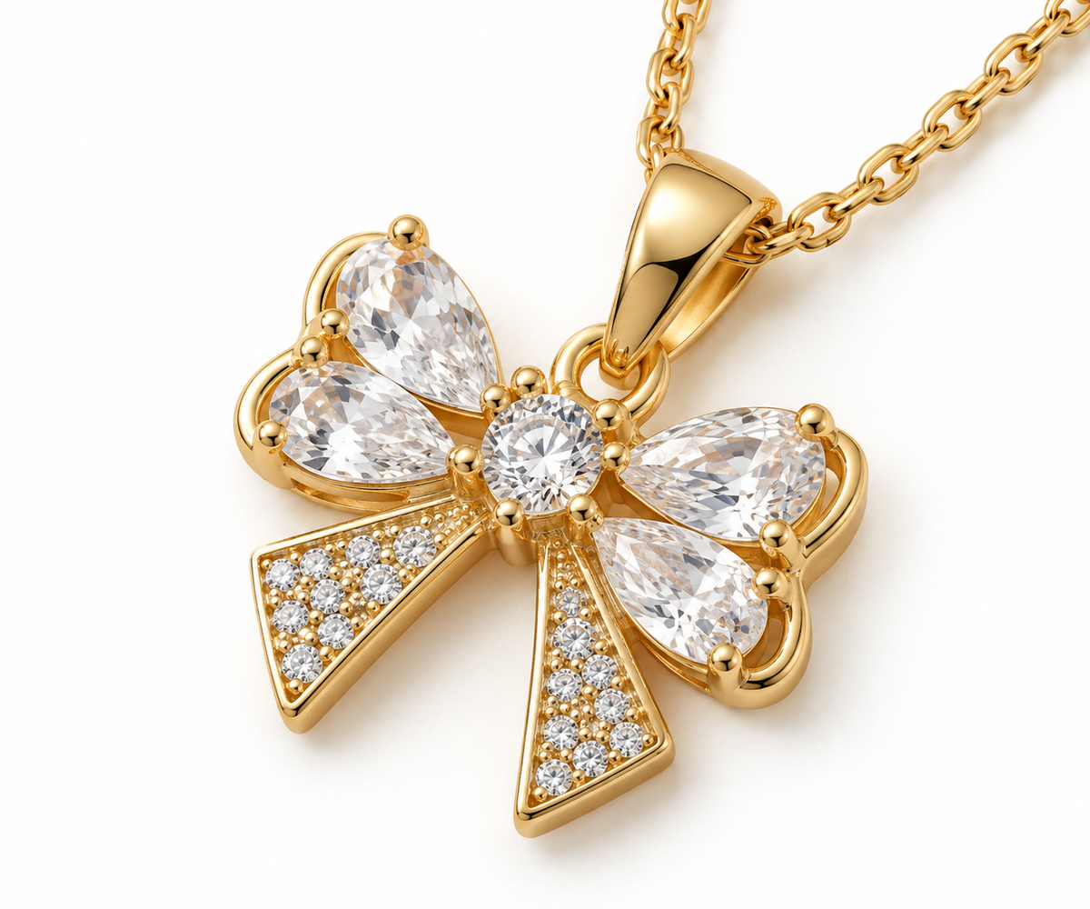 Marquise & Pavé Crystal Bow Pendant Set