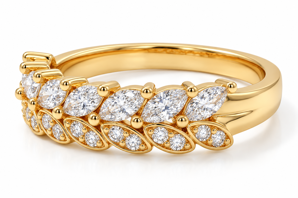 Double-Row Marquise Cluster Ring