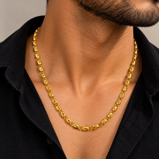 Men’s Gold Ribbed Link Chain