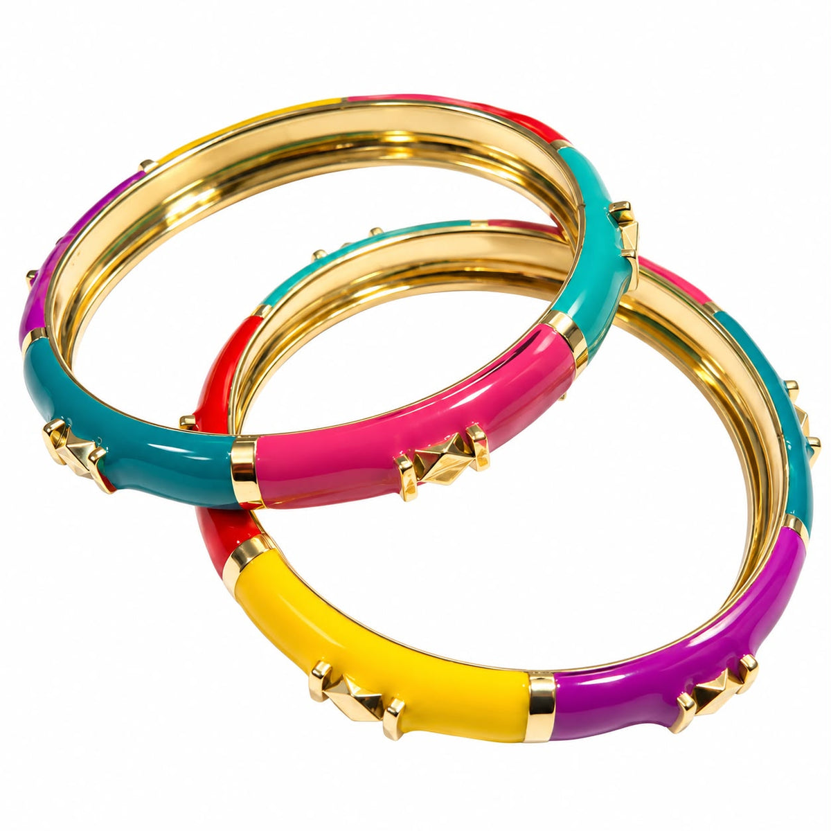 Multi-Color Enamel Designer Bangles (Set of 2)