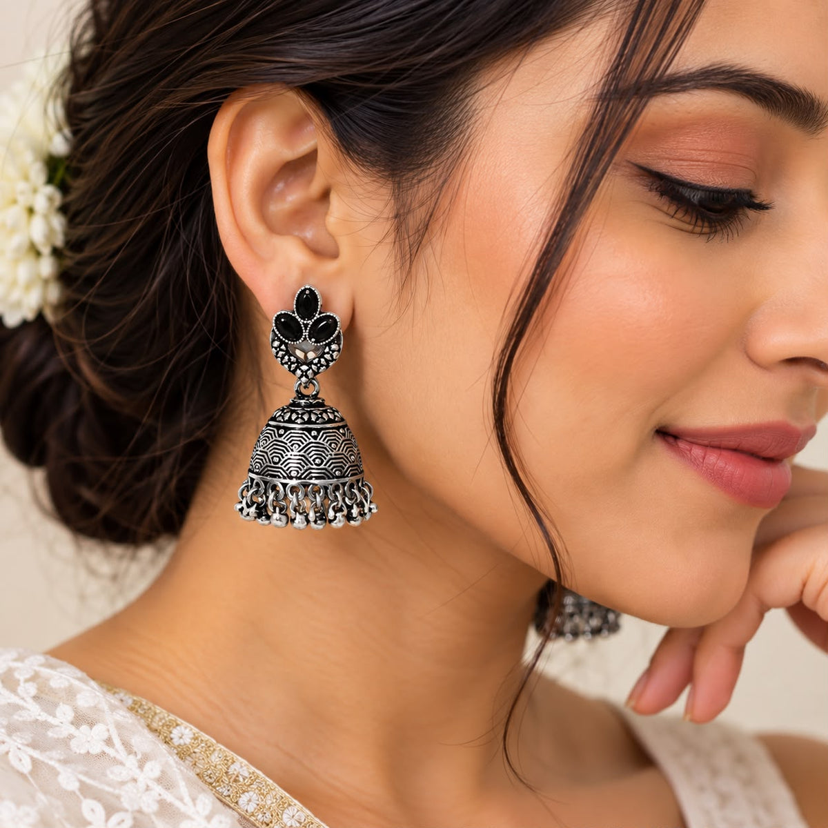 Oxidised Cup Jhumkas