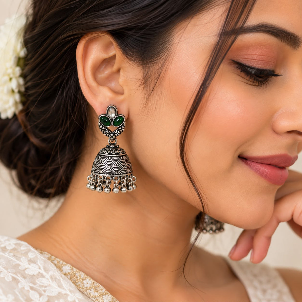 Oxidised Cup Jhumkas