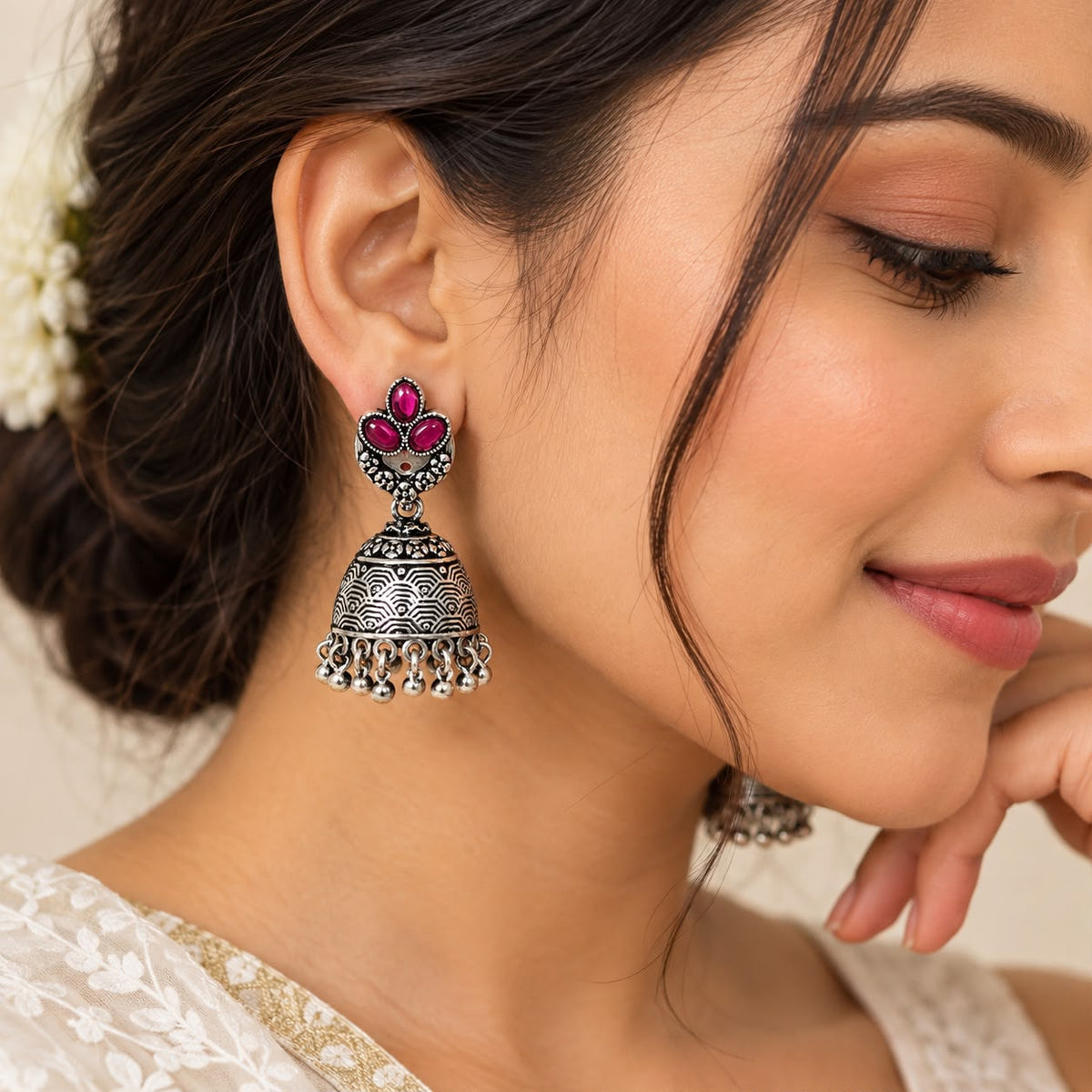 Oxidised Cup Jhumkas