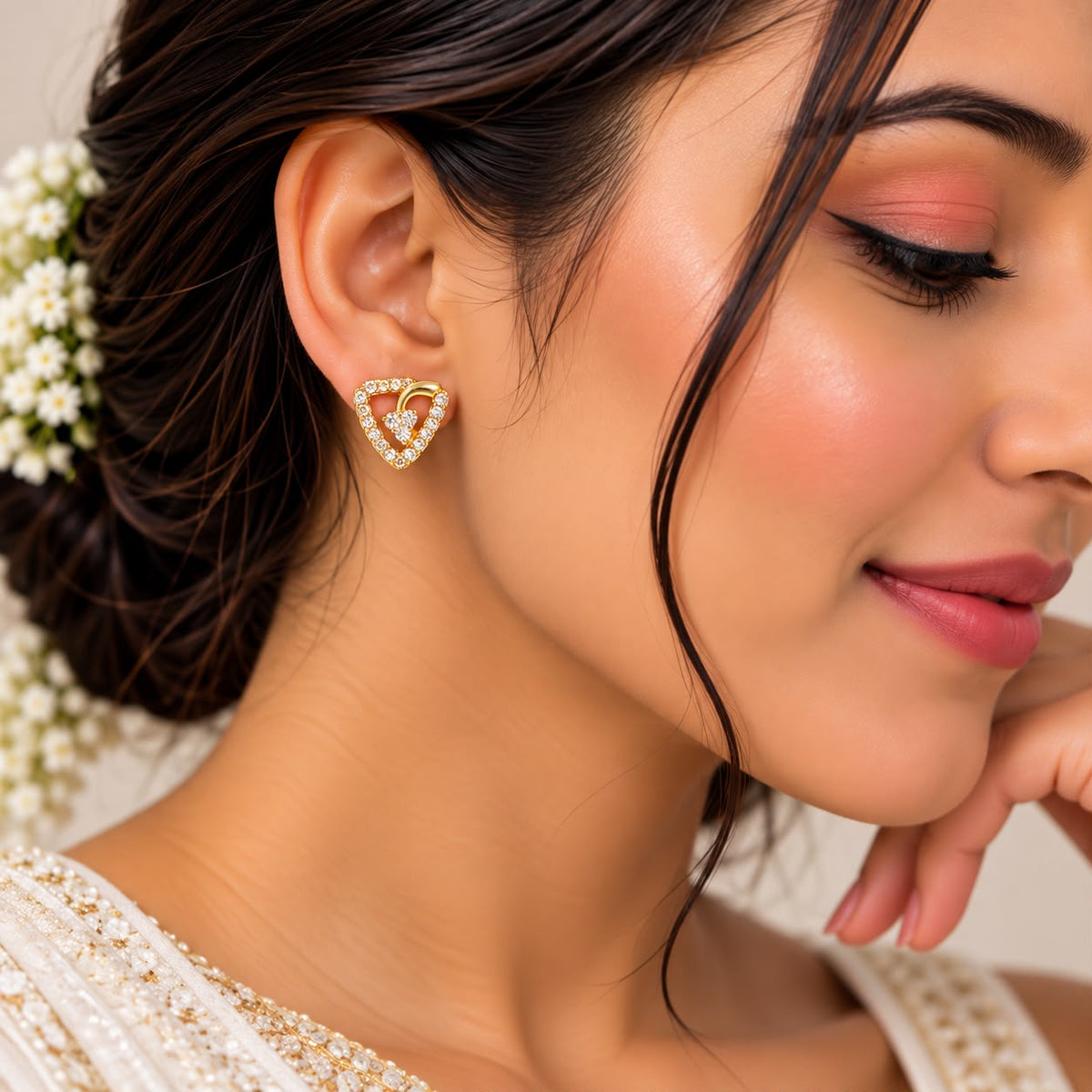 Crystal Heart Everyday Studs