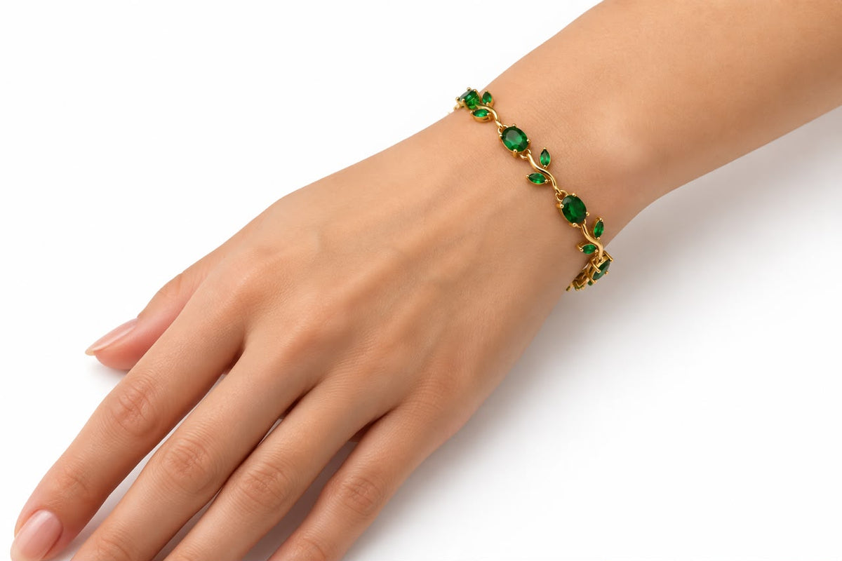 Emerald Leaf Vine Bracelet