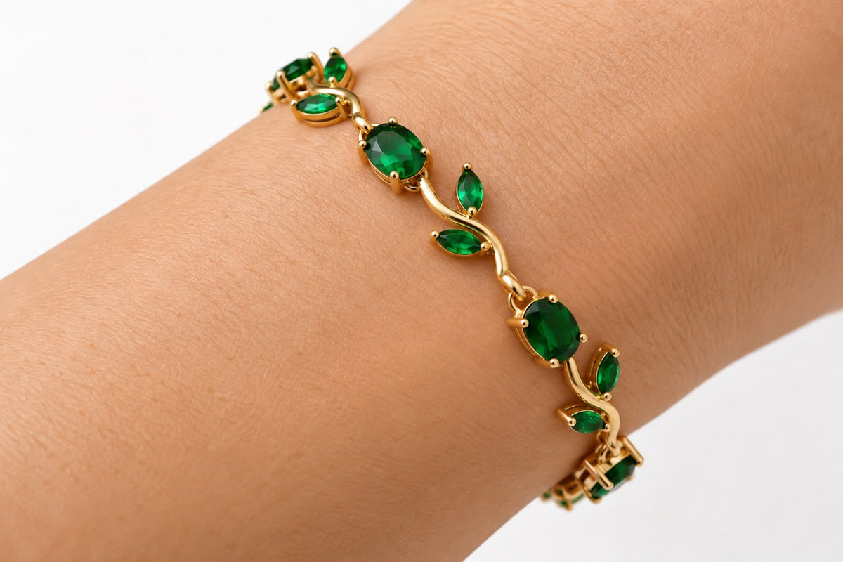 Emerald Leaf Vine Bracelet