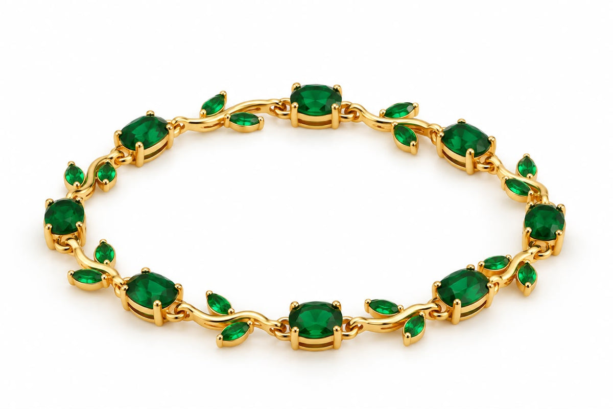 Emerald Leaf Vine Bracelet